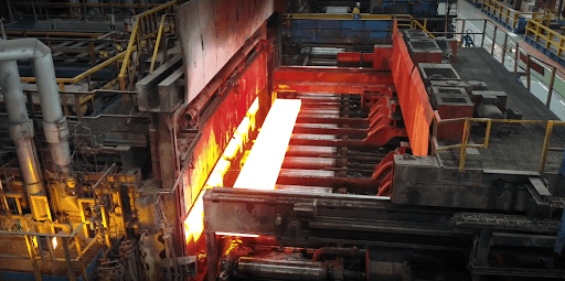One of the two slab reheating furnaces at Tata Steels Port Talbot site